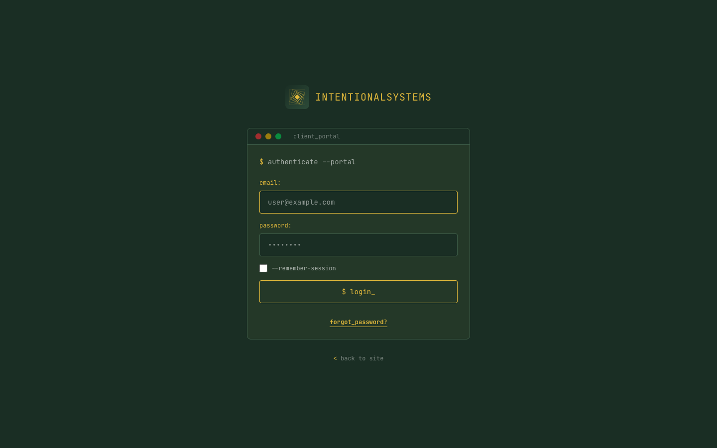 Intentional Systems client portal login